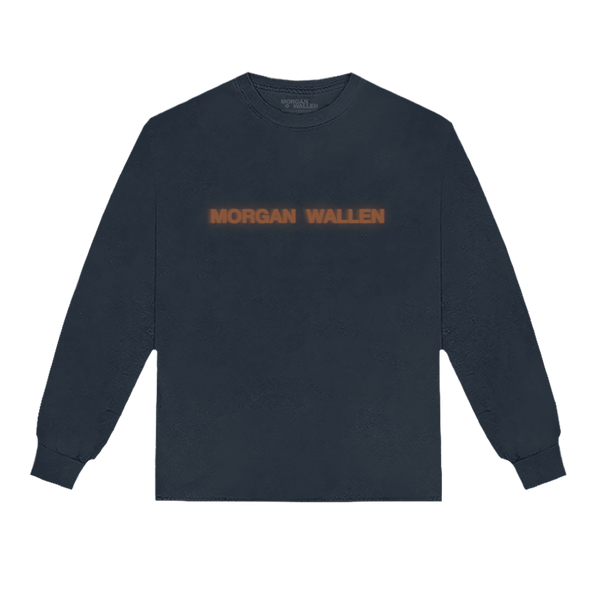 Flames Live Photo Navy Long Sleeve T-Shirt – Morgan Wallen Official Store