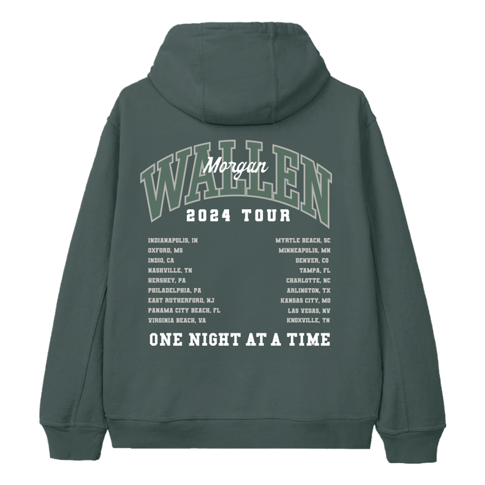 One Night At A Time Green Tour Hoodie Back