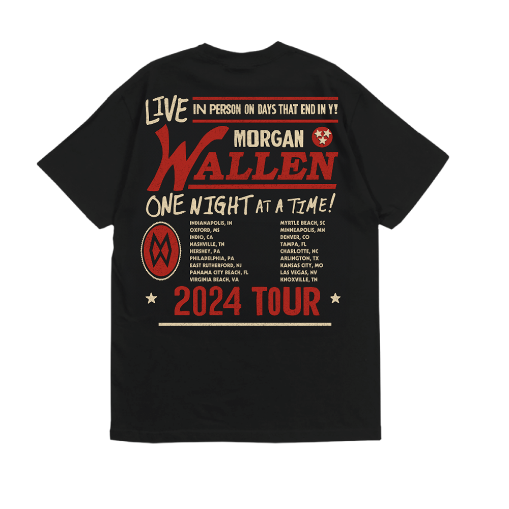 One Night At A Time Tour T-Shirt Back