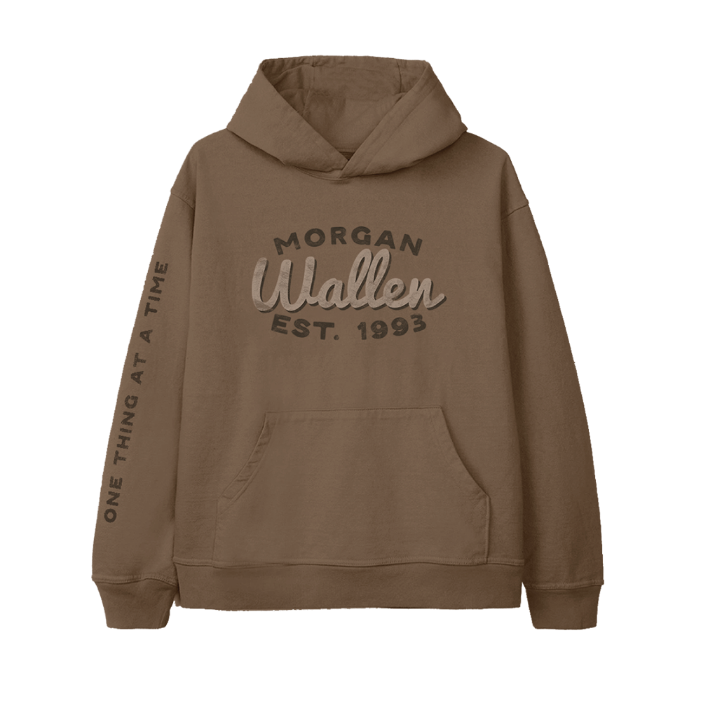 One Thing At A Time Brown Hoodie