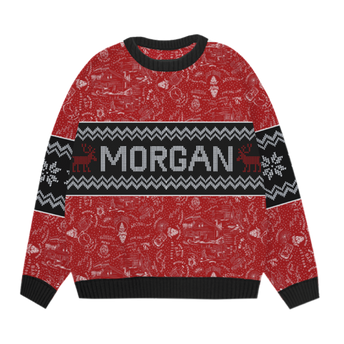 Red Knit Morgan Wallen Christmas Sweater Front