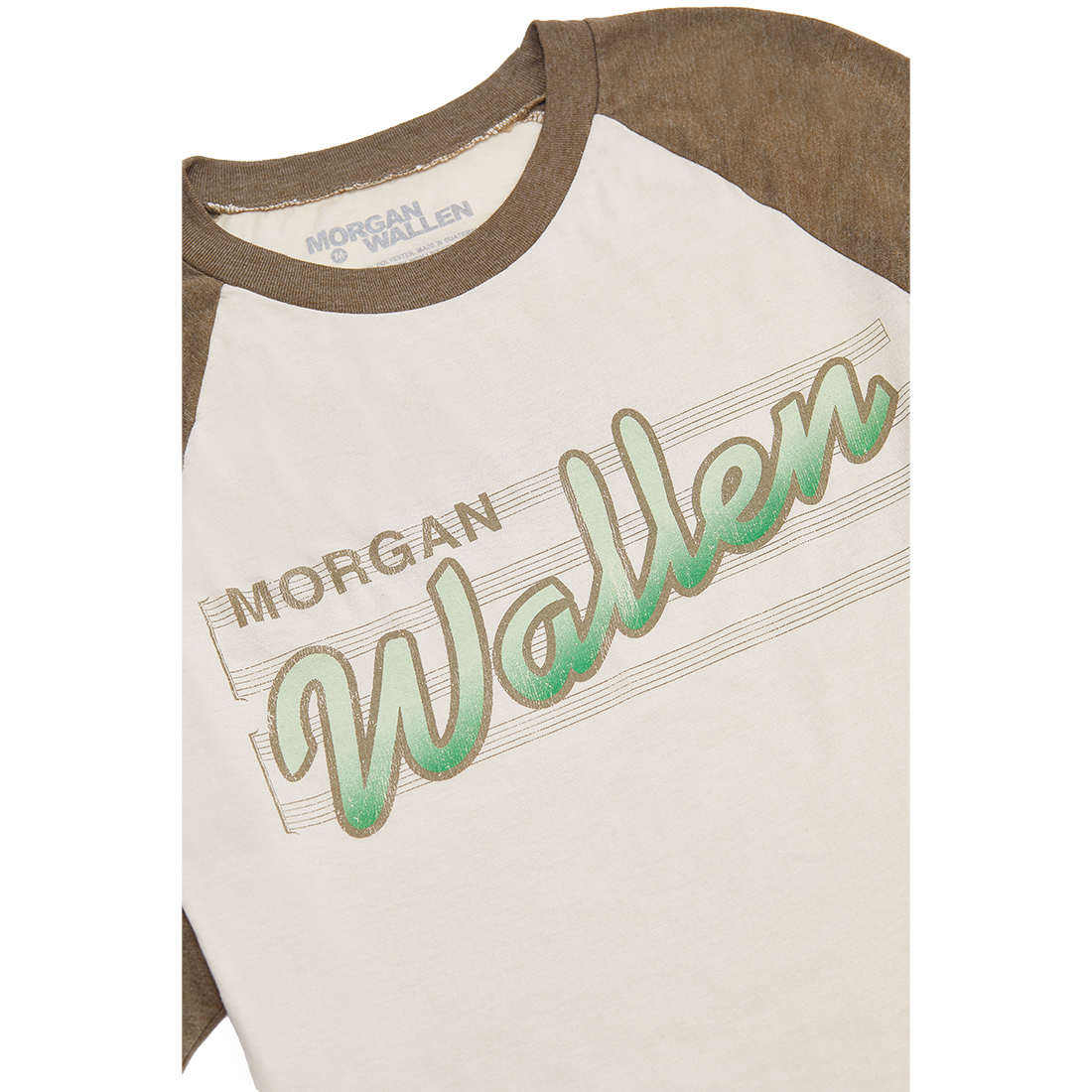 Morgan Wallen Brown Baseball Raglan Front Close Up