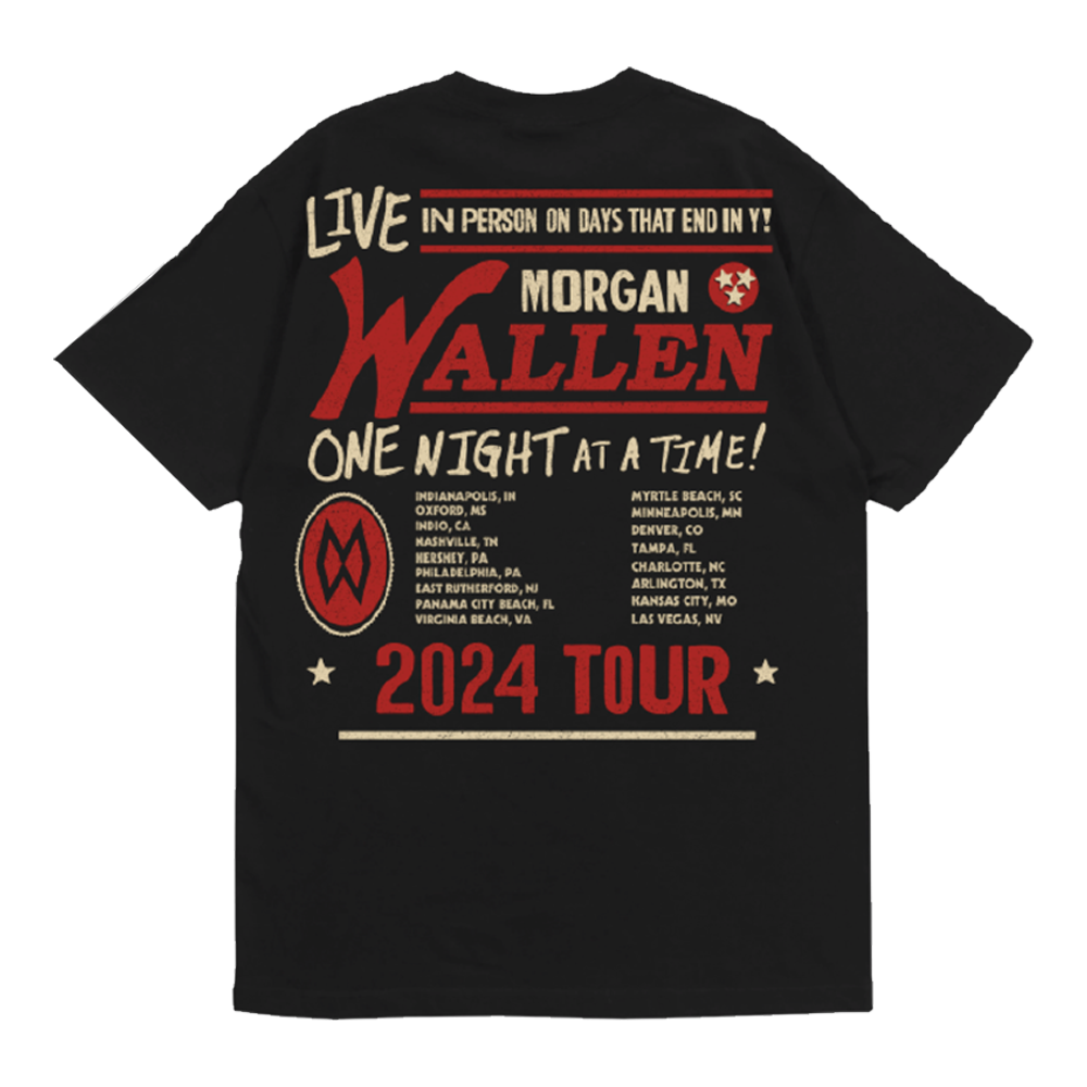 One Night At A Time Tour T-Shirt Back 