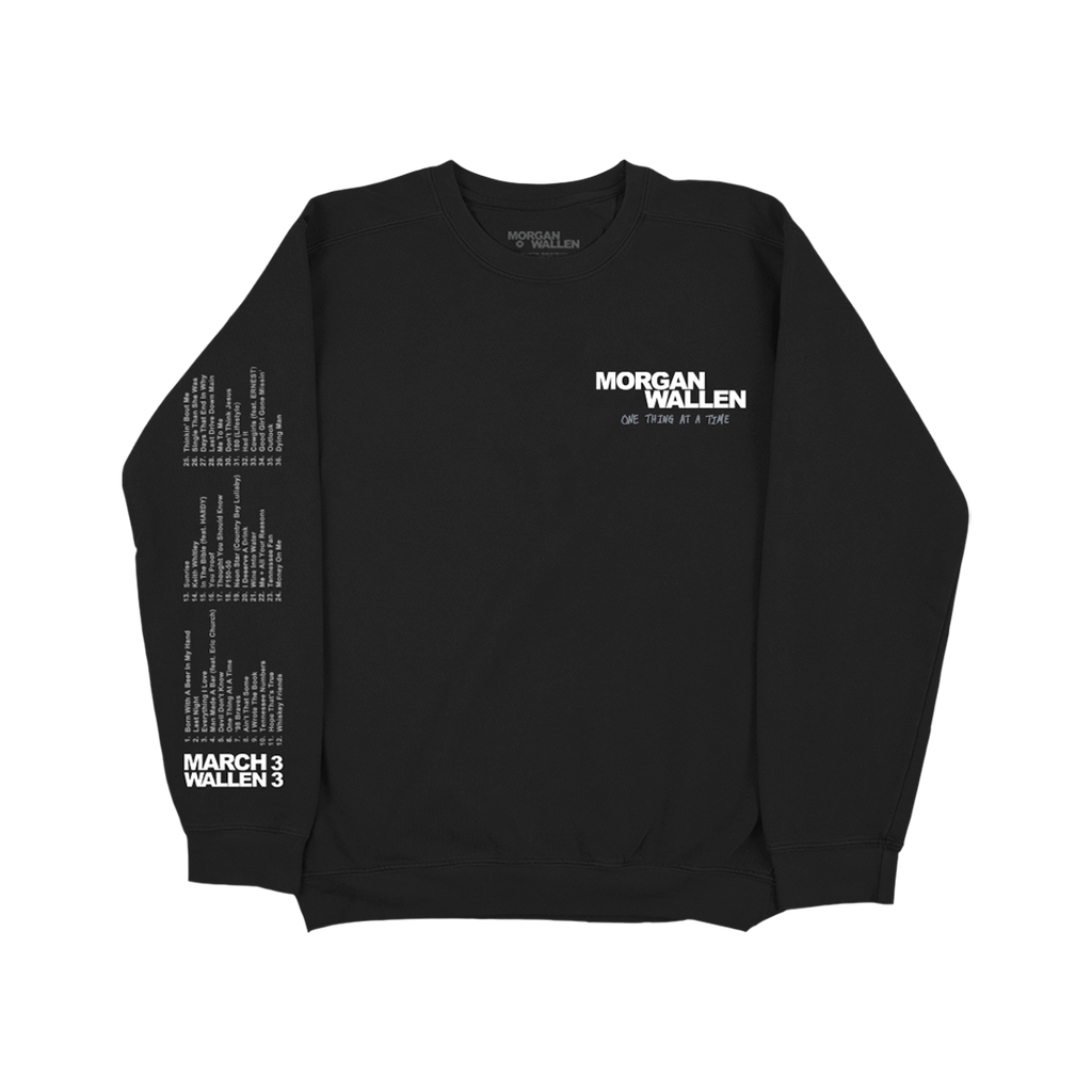 One Thing At A Time Album Cover Black Crewneck