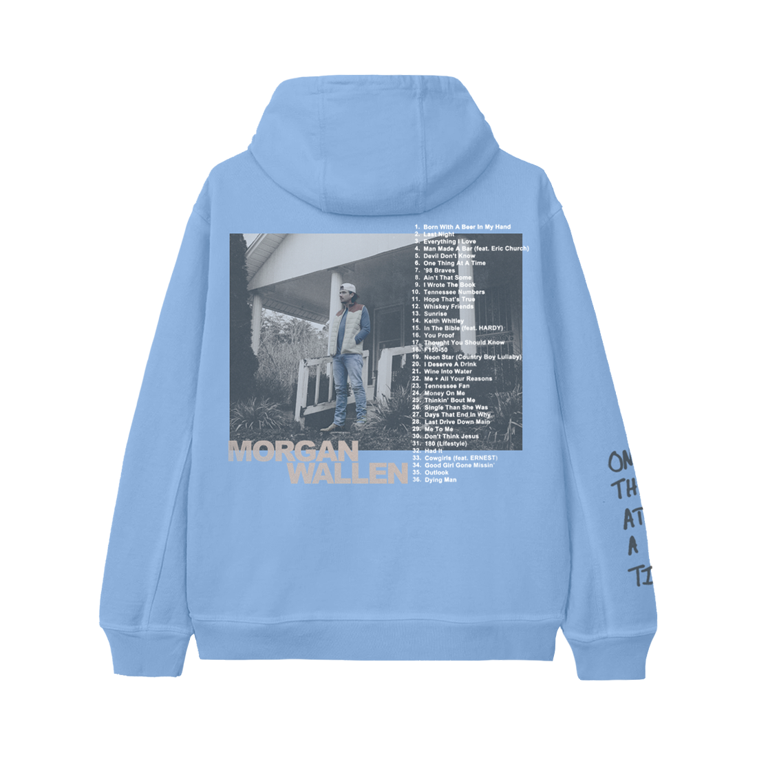 One Thing At A Time Album Cover Blue Hoodie – Morgan Wallen Official Store